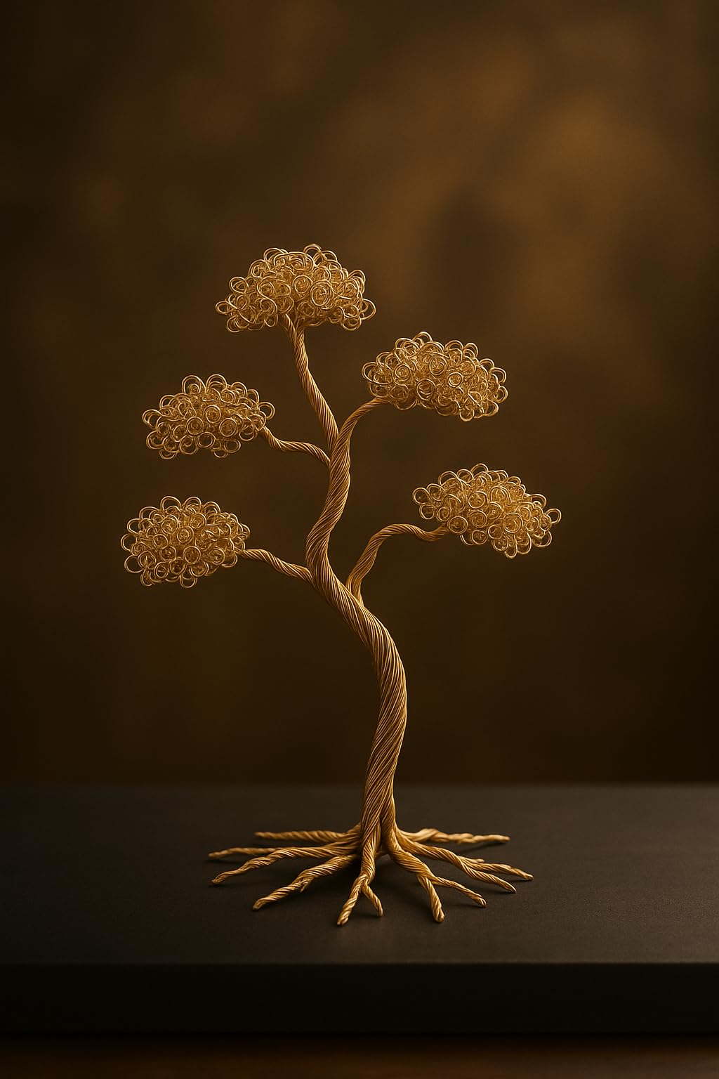 Buy Handcrafted Wire Bonsai Tree Sculpture, Gold-Toned Metal Art,  Decorative Desktop Accent Online at Low Prices in India - Amazon.in