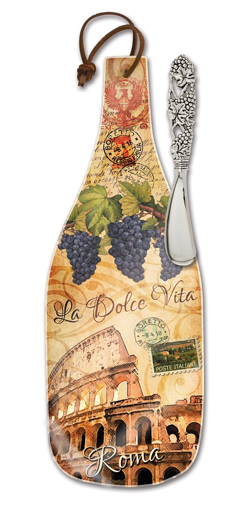 Epic Products Roma Wine Bottle Cheese Server, Multicolor