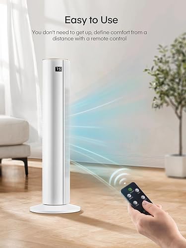 Miniatura 5 de Ventilador de torre para dormitorio, ventiladores oscilantes silenciosos con control remoto de 70, 3 modos, 3 velocidades, temporizador de 12 horas,