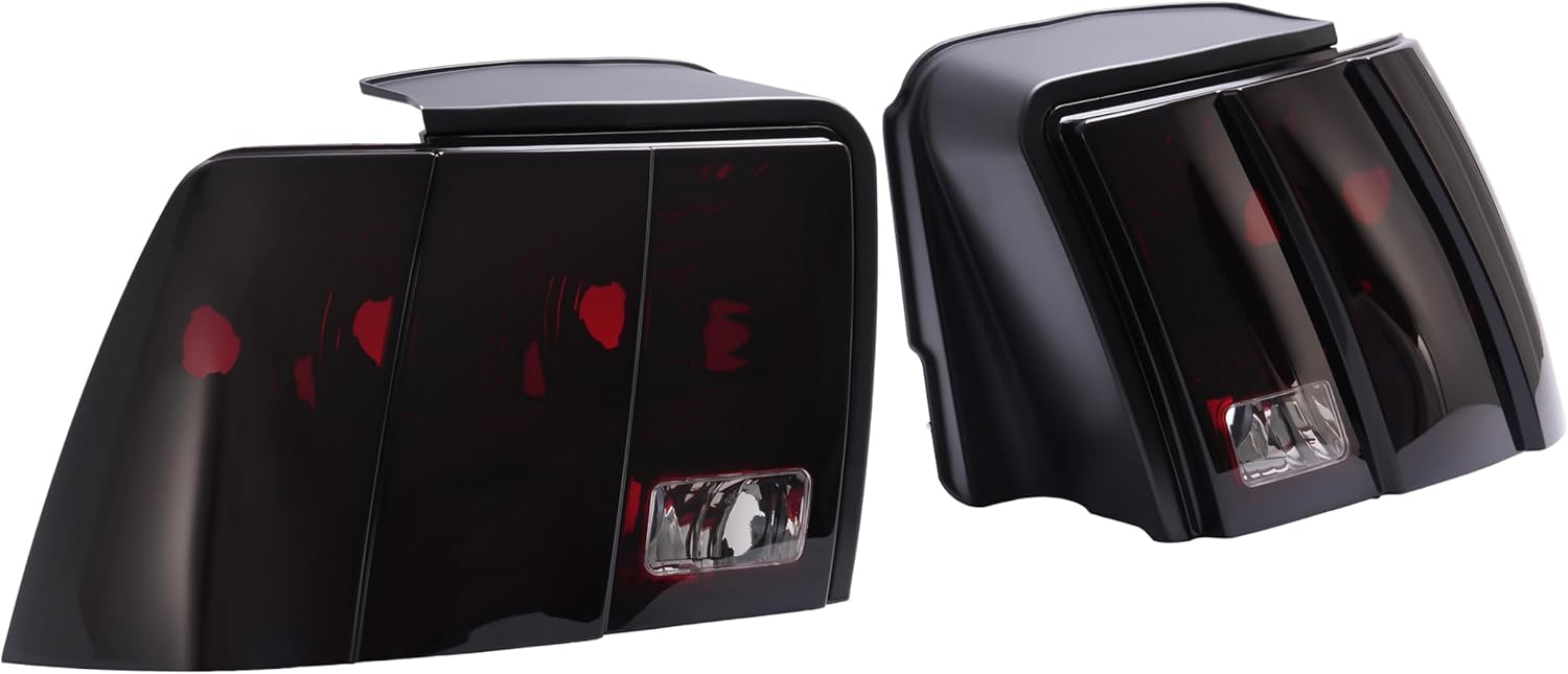 HECASA Pair Tail Lights Compatible with 1999-2004 Ford Mustang Replacement for FO2818109 FO2819109 3R3Z13405AA 3R3Z13404AA Tail Rear Light Lamp Driver&Passenger Side - Red Smoke Lens