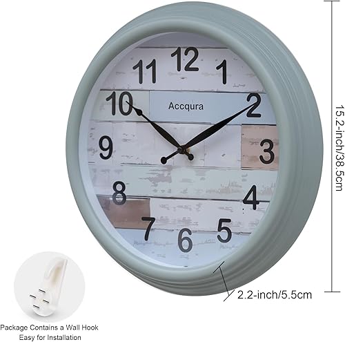 Miniatura 7 de Reloj de pared grande de 15 pulgadas para exteriores, resistente al agua, funciona con pilas, estilo retro, para interiores y exteriores, decoración