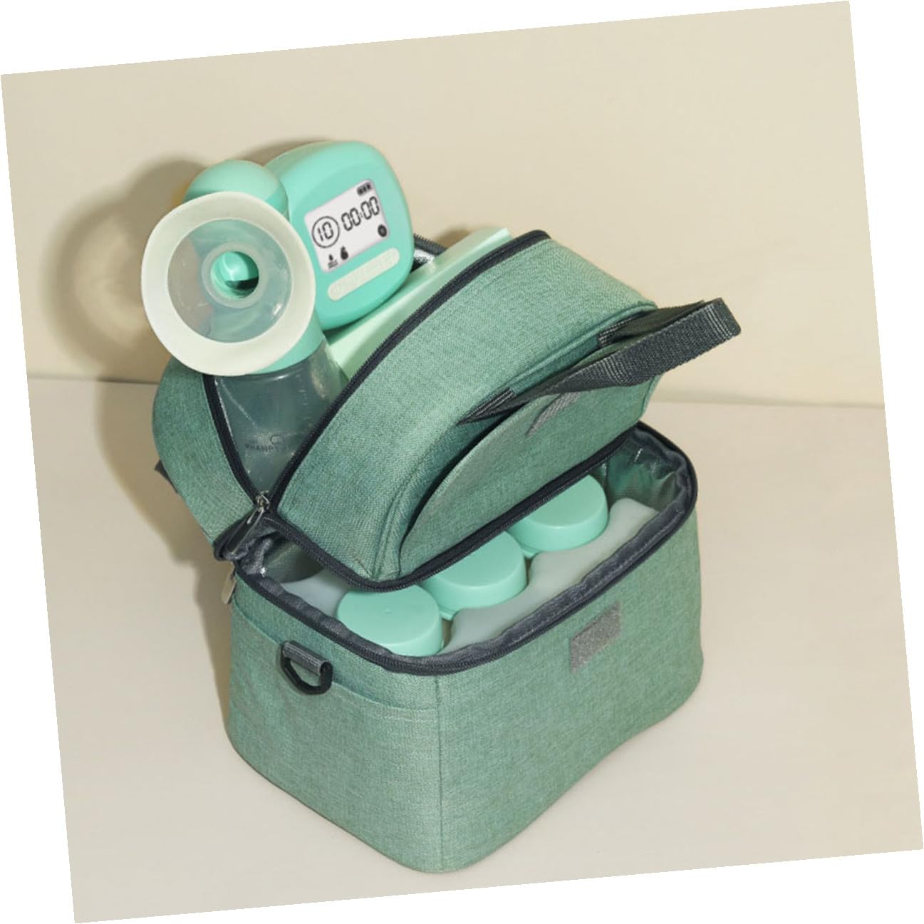 Bolsa para Leche Materna Portátil de Doble Capa, Verde
