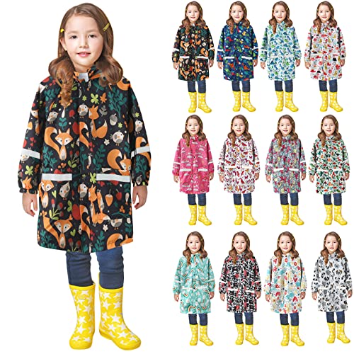 Dinosaurier Regenjacke Kinder Mädchen Junge mit Reflektierend Lang Regenmantel Wasserdicht Regen Jacke Kapuze Raincoat Süße Tierdruck Regenponcho (6-Blue, 10-11 Years)