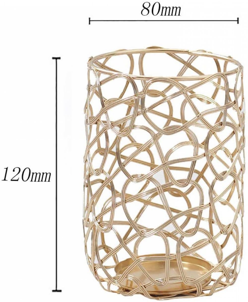 ZXBAODAN Metal Deco Candlesticks, Geometric Candle Holders, Lighting Decoration for Living Room/Dining Room/Bar, Gold
