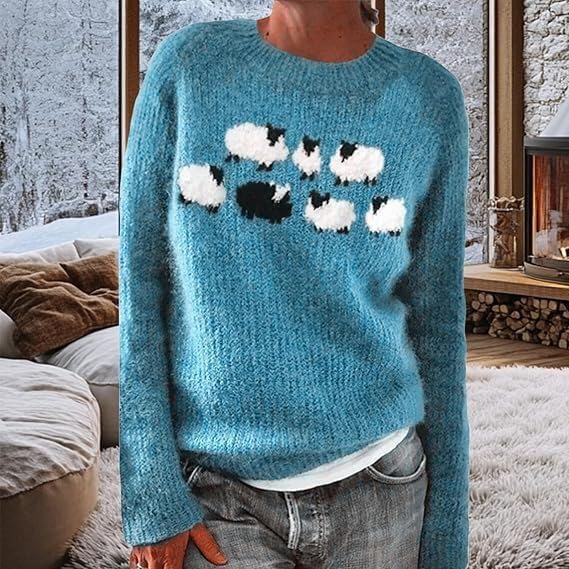 ZOCAVIA Women's Fair Isle Sweater Colorful Argyle Crewneck Knitted Sweaters Fall Winter Vintage Long Sleeves Pullover Tops - Image 3