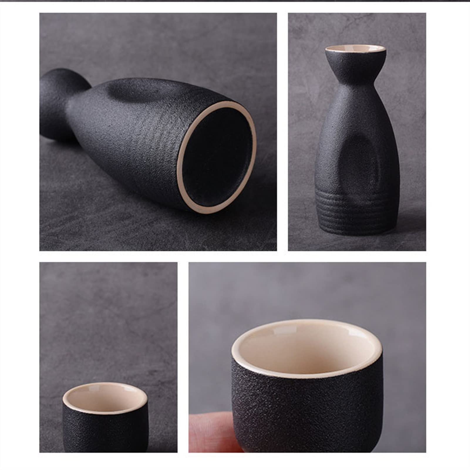 Juego de 7 piezas para servir sake de cerámica tradicional, incluye 1 olla y 6 tazas, adecuado para restaurantes familiares