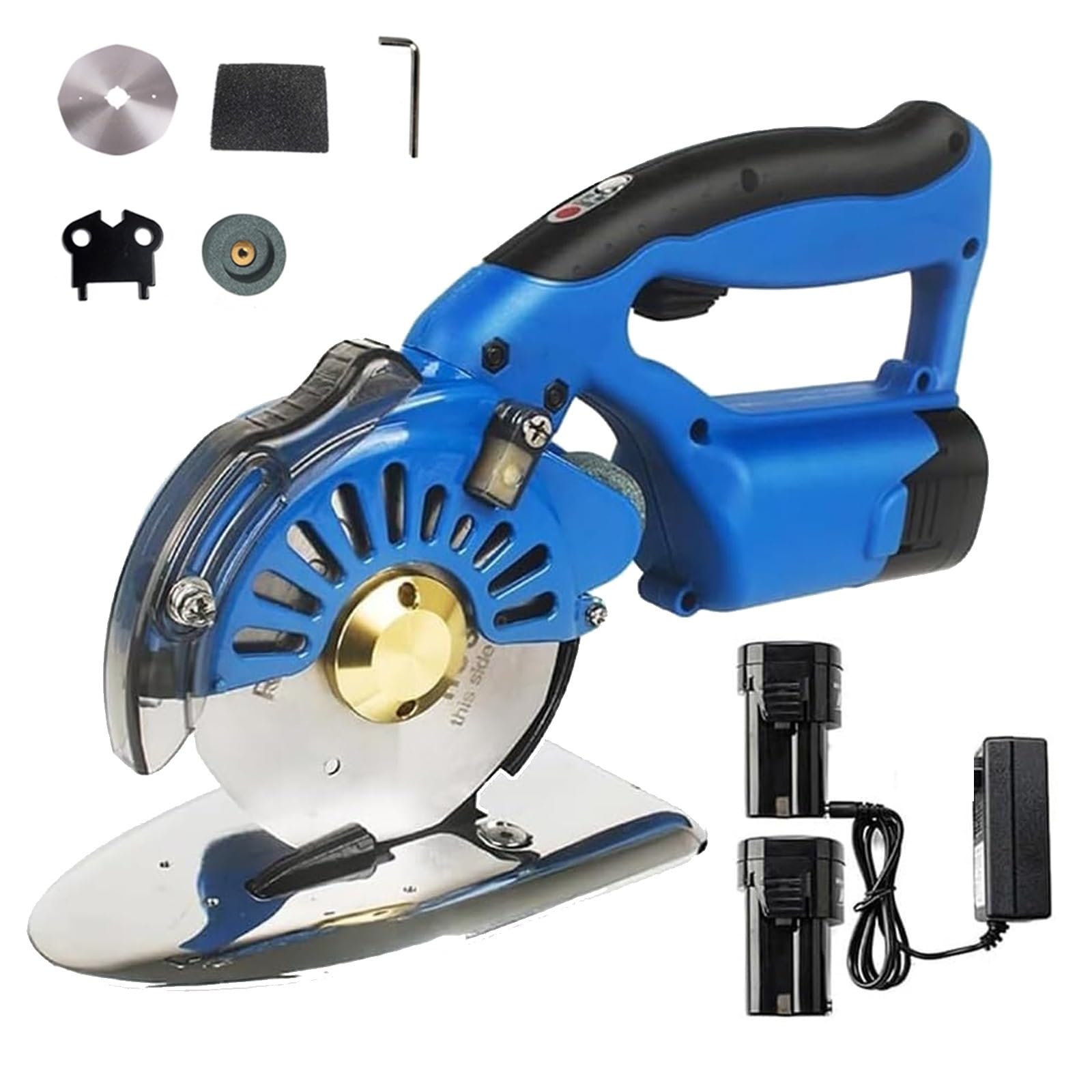 Cutter textile électrique rotatif sans fil multi-lames avec affûteur automatique