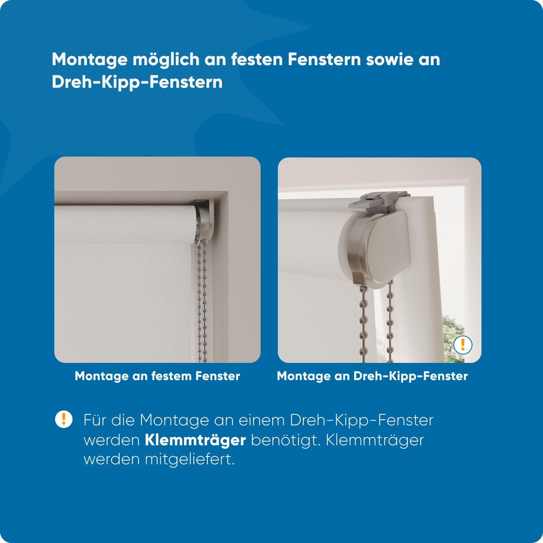 DTCH® Verdunklungsrollo ohne Bohren, weiß, 80 x 190 cm | 100% verdunkelnd, inkl. Klemmfix, Aluminium-Unterleiste, Metall-Kettenzug, Breite kürzbar, Breiten bis 240 cm, kindersicher