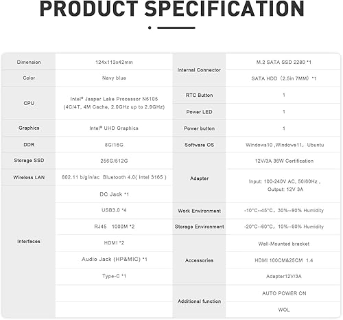 Miniatura 9 de Beelink Mini PC - Intel N5105 de 112 generación (hasta 2.9 GHz), 16 GB DDR4, 500 GB SSD, pantalla 4K de tres pantallas, WiFi 5, BT 4.0, LAN dual de