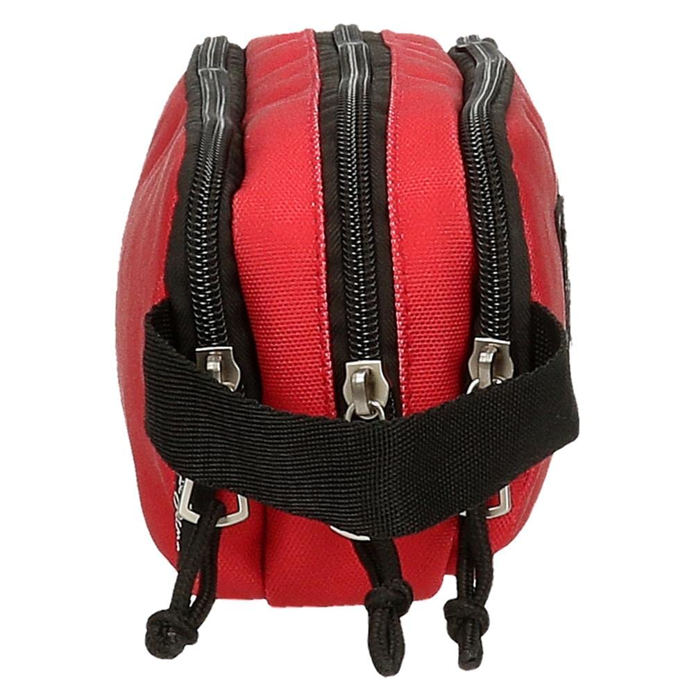 Pepe Jeans Aris Triple Pencil Case 22 x 12 x 5 cm Made of Polyester, Size for Backpack and Postcard by Joumma Bags, red - Image 2
