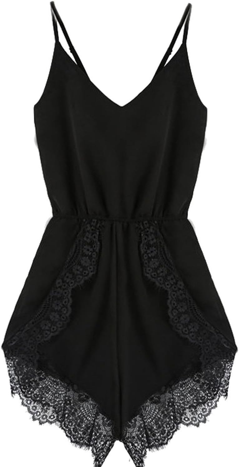 OVERMAL Jumpsuit Women's Strap Sleeveless Lace Chiffon Jumpsuit