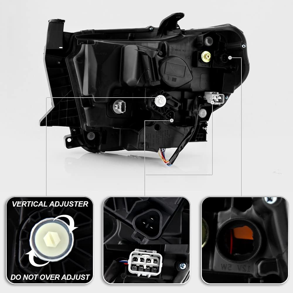 ACANII - For 2019-2020 Toyota Tundra OE Black Housing w/LED DRL Tube LED Headlight Headlamp Assembly Passenger Side