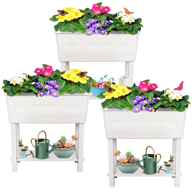 Megawodar 3-Pack Self-Watering Elevated Raised Garden Bed