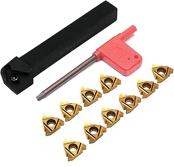 CNC Machine SER1212H16 Insert Holder + 10 Pieces 16ER AG60 Carbide Inserts + T15 Wrench Lathe Turning Tool Set
