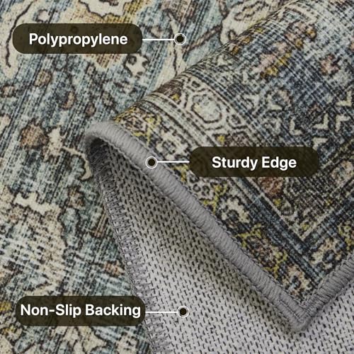 GENIMO 8x10 Area Rug for Living Room, Non Slip Machine Washable Low Pile Large Rug, Indoor Vintage Lightweight for Bedroom, Dining Room & Home Office