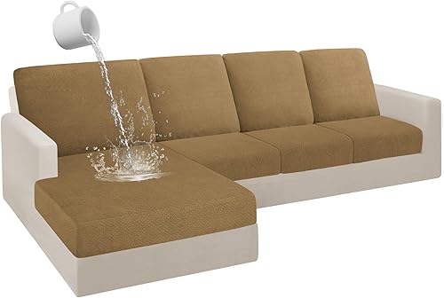 Miniatura 24 de HDCAXKJ Fundas de cojines de sofá seccional 100% impermeables, 8 piezas, funda seccional en forma de L, funda elástica para asiento de sofá chaise,