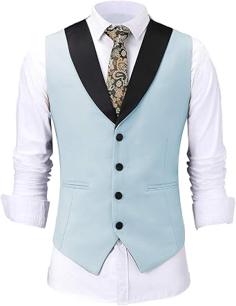 Sciarpa Formale da Uomo Revers Gilet Solid Slim Fit Gilet per Matrimonio  Groomsmen Ciano Chiaro. 44 : Amazon.it: Abbigliamento