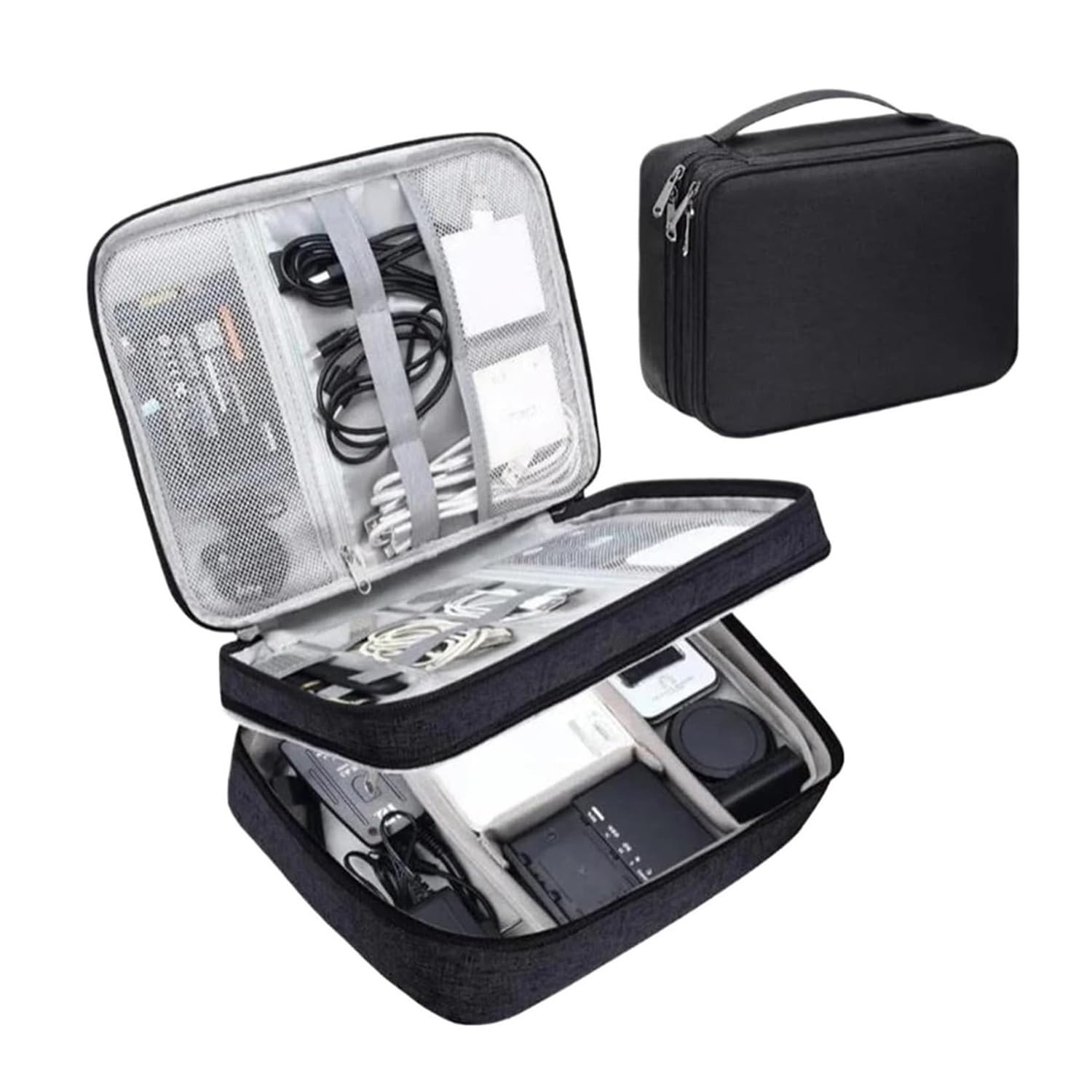 Bolsa organizadora de Cables | Organizador electrónico digital impermeable de gran capacidad(Black)