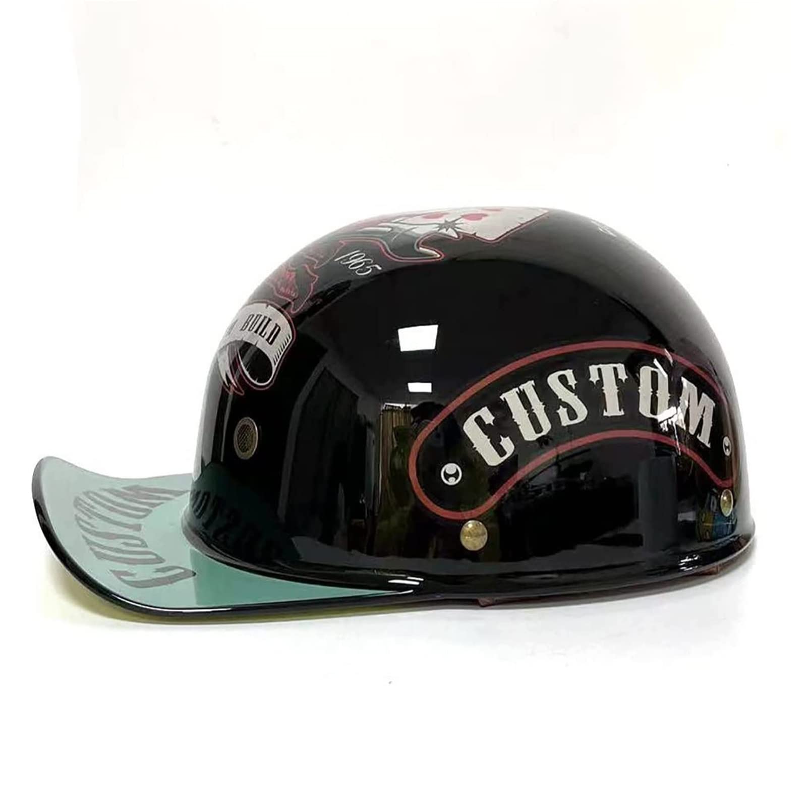 BGMKE Vintage Motorcycle Retro Half Helmets Baseball Cap Helmet For Men Women Scooter Half Face Vintage Summer Helmet Cap Street Cruiser Jet Style Scooter Cap ATV Helmet DOT Approved