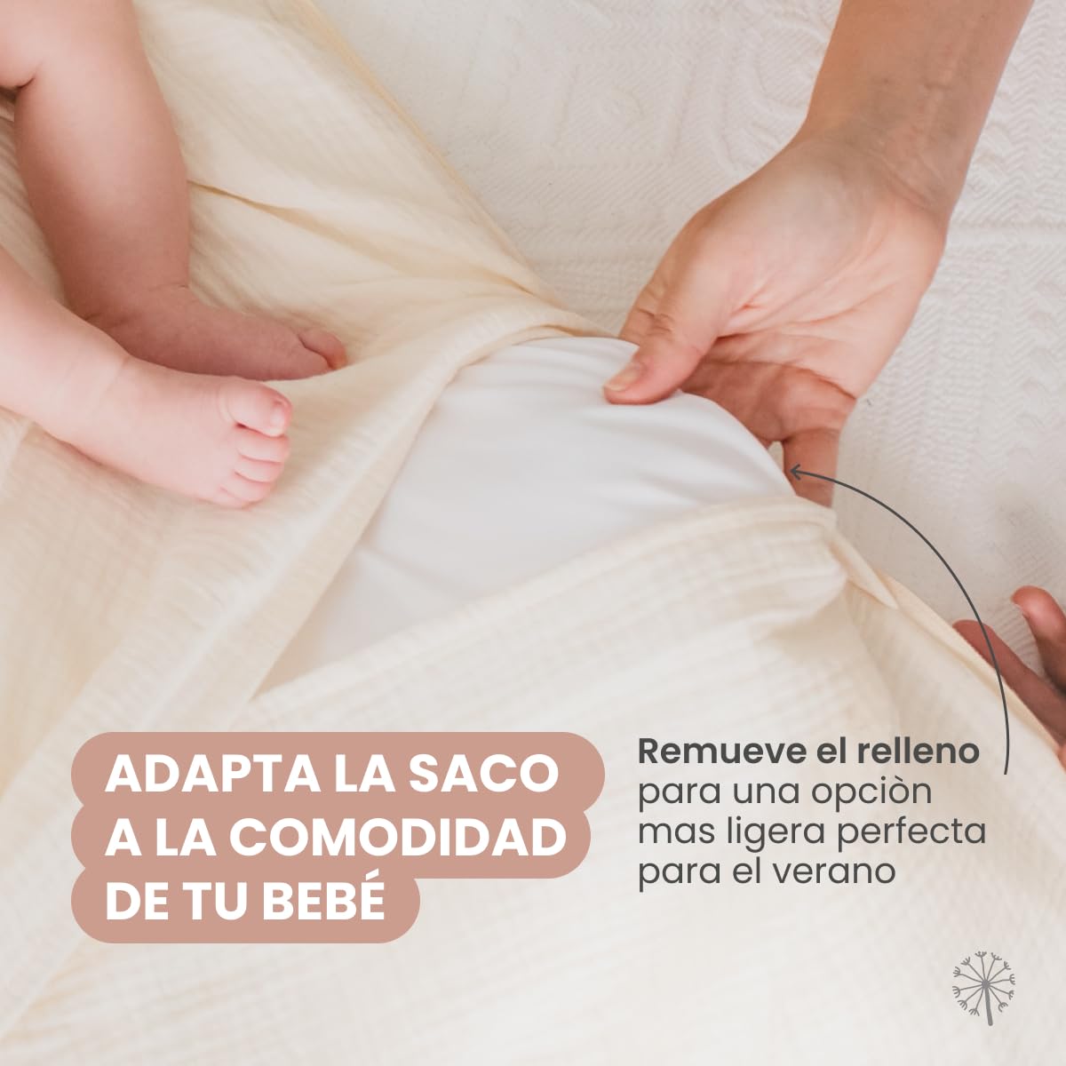MIMUSELINA Saco Silla Paseo Universal Cuatro Estaciones | Saco Capazo Bebe Convertible Verano y Invierno con Relleno Removible | 100% Algodón | Ideal para Capazo y Cuna | Fabricado en España | Ecru