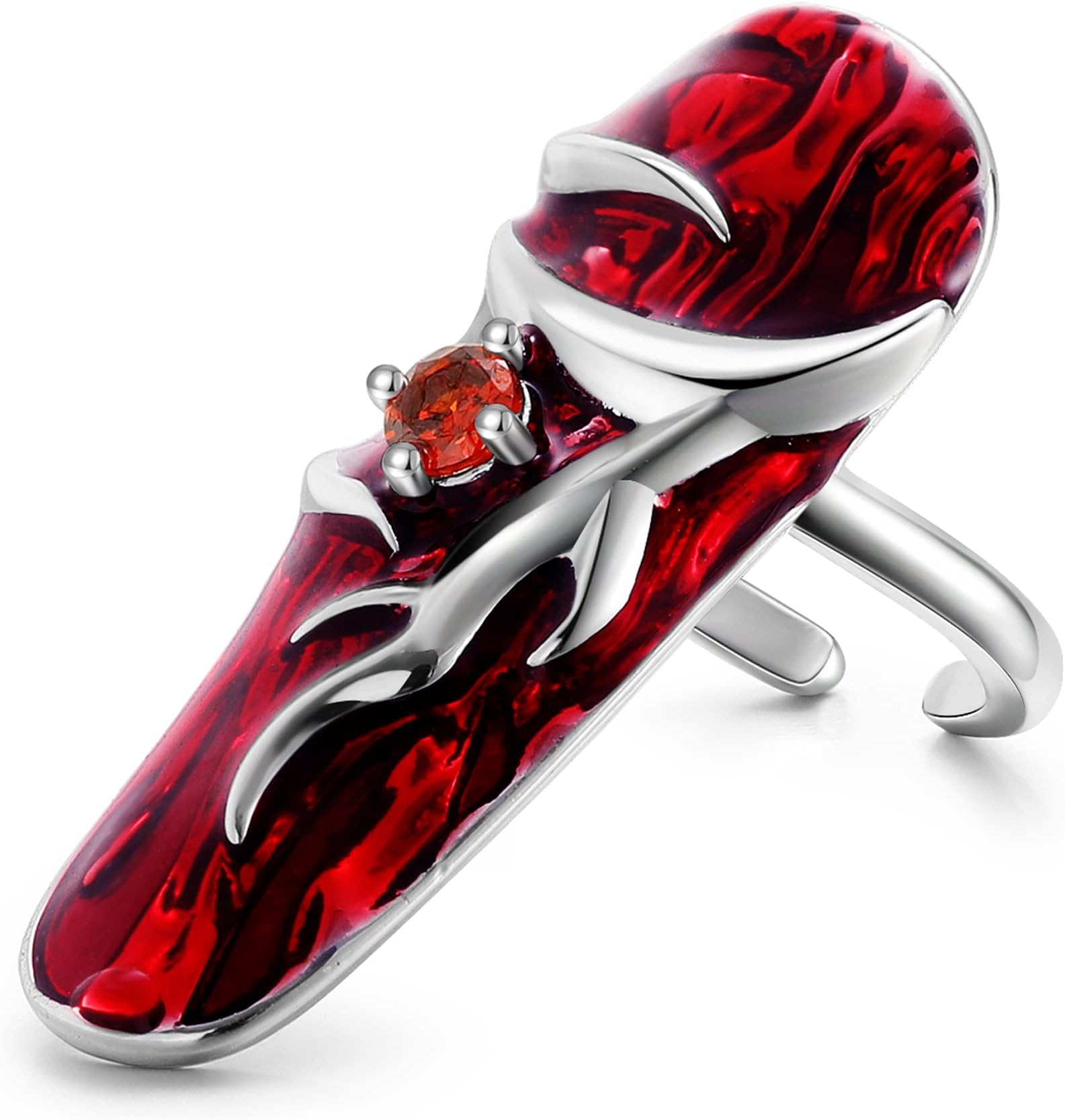 Red Finger Nail Rings Gothic Opening Adjustable Steel Rings for Women