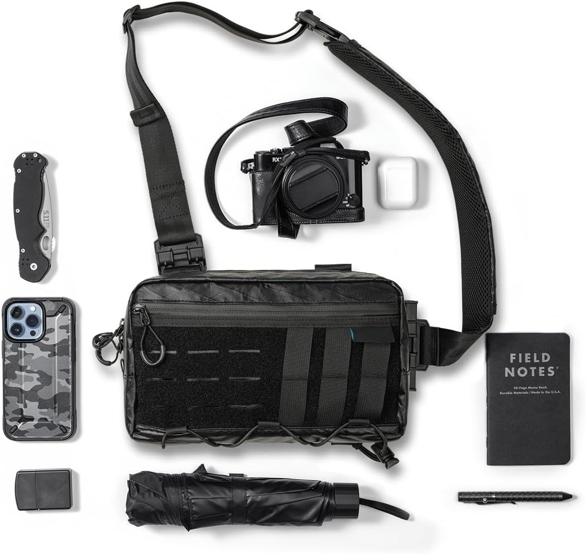 TACTICAL_GEEK Cache L3 Crossbody Shoulder Bag, Multipurpose Daypack, Chest Backpack Casual Sling Bag for Men & Women (Black Orange) - Image 9