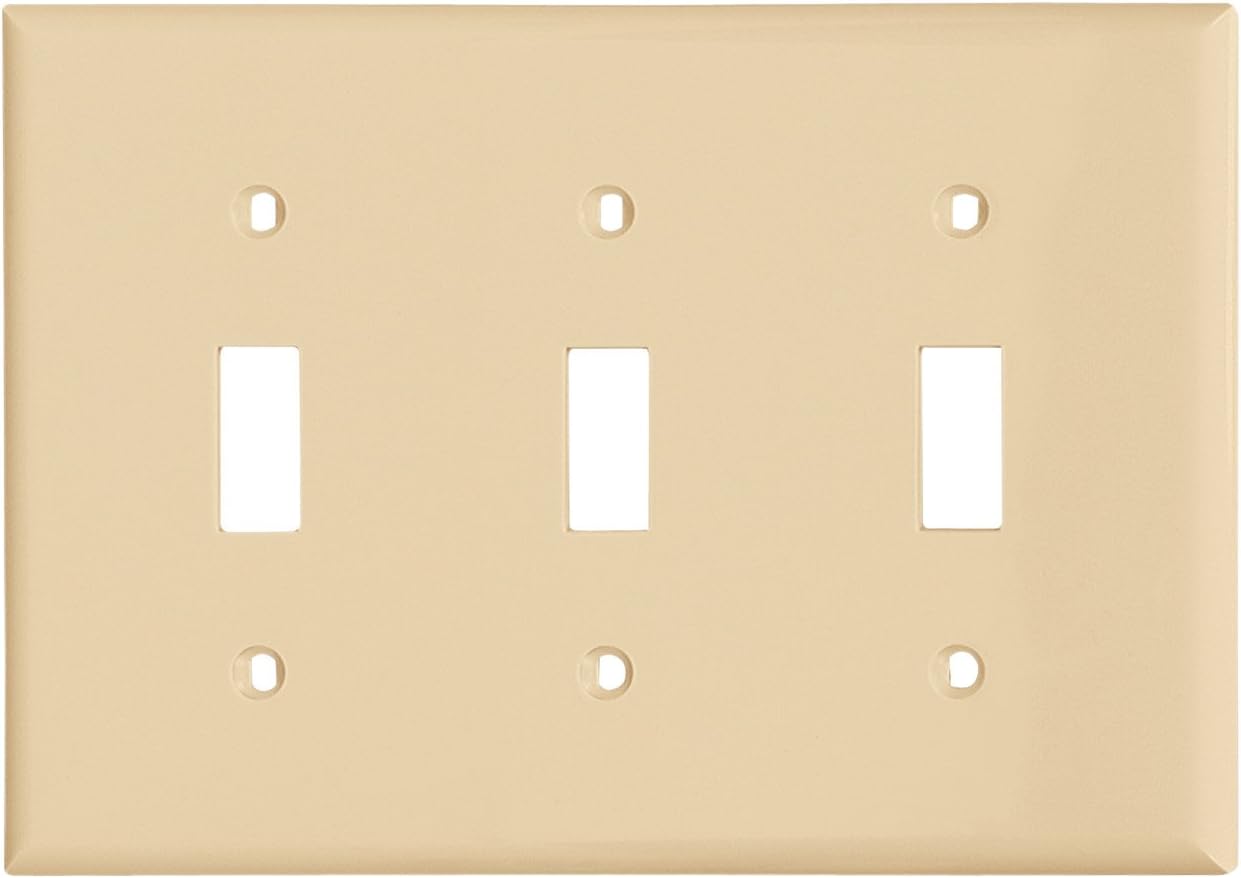 EATON Wiring 5141V-SP-L Nylon 3-Gang Toggle Switch Standard Size Wall Plate, Ivory