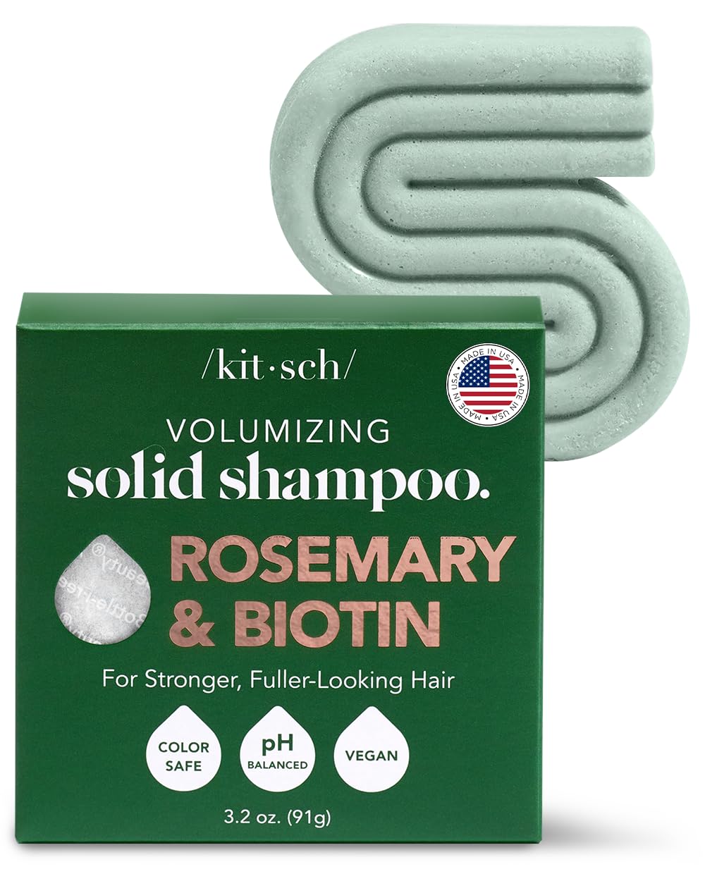 Kitsch Rosemary & Biotin Volumizing Natural Shampoo Bar | Strengthening & Thickening Shampoo for All Hair Types, Made in USA, Vegan, Paraben Sulfate & Cruelty Free Soap