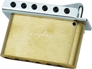 Guyker Guitar Tremolo Bridge with Brass Roller Saddle String Space 10.5mm & Brass Block & Spring and Claw, Pop-In Vibrato Bar, Complete Install Kit for Start ST Electric Guitar(GG-1001, Chrome)