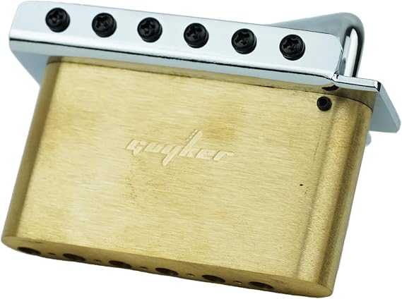 Guyker Guitar Tremolo Bridge with Brass Roller Saddle String Space 10.5mm & Brass Block & Spring and Claw, Pop-In Vibrato Bar, Complete Install Kit for Start ST Electric Guitar(GG-1001, Chrome)