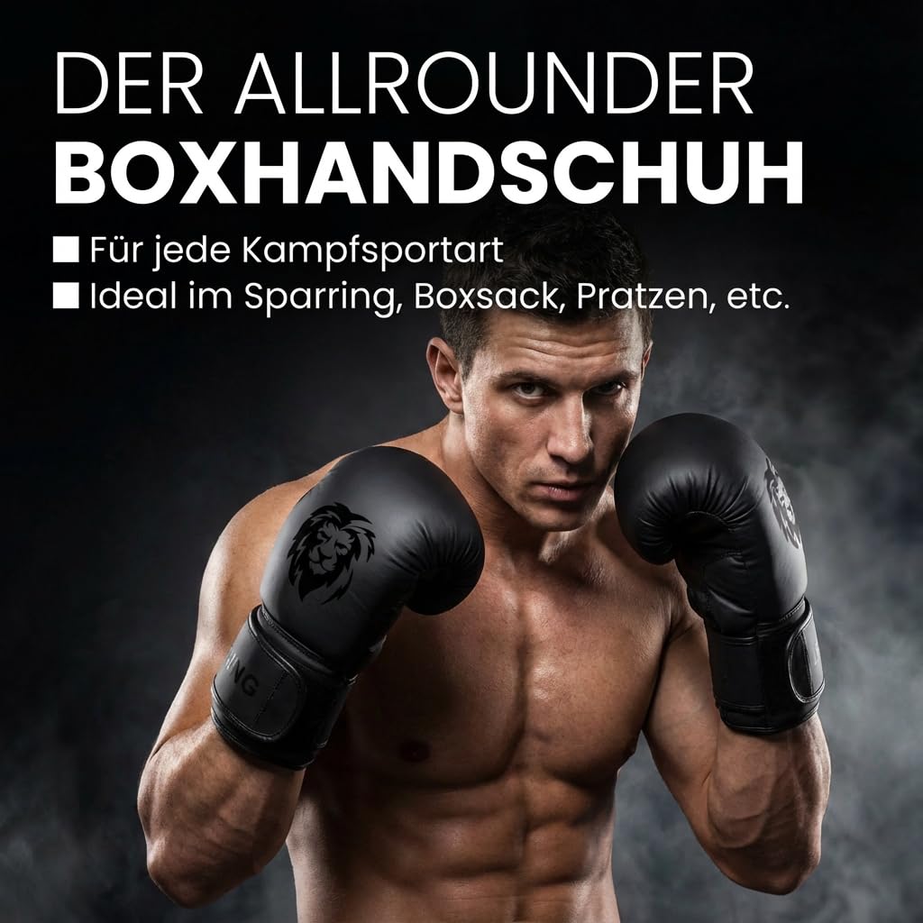 FIGHTR® Boxhandschuhe - Maximaler Schutz & Stabilität | Box Handschuhe für Boxen, MMA, Muay Thai & Kickboxen | Größen 8-16 oz, inkl. Tragetasche