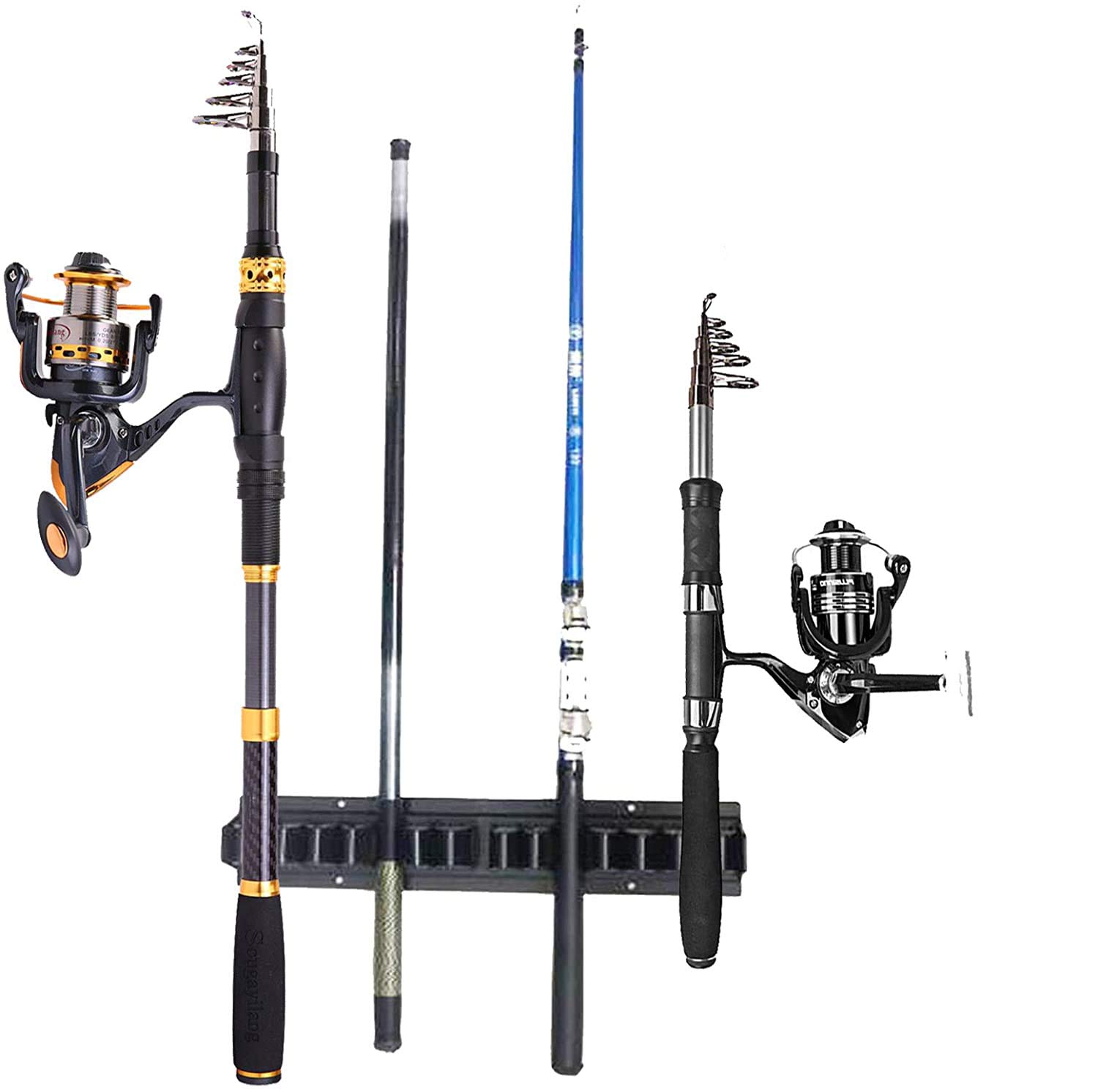 Wall Mount Fishing Rod Rack – Perfect Fishing Rod Holder - Holds Up to 10 Rods - for Most Types of Fishing Rods Freshwater Saltwater Rods - Storage Display Rack?fishing rod not included?