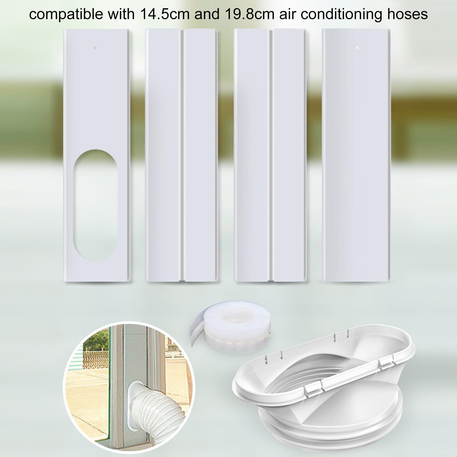 Kit de Ventilación de Ventana de CA Portátil, Kit de Ventana de Aire Acondicionado, Kit de Ventilación de CA Ajustable de Placa de PVC Reforzado, Paneles de Kit de Sello de