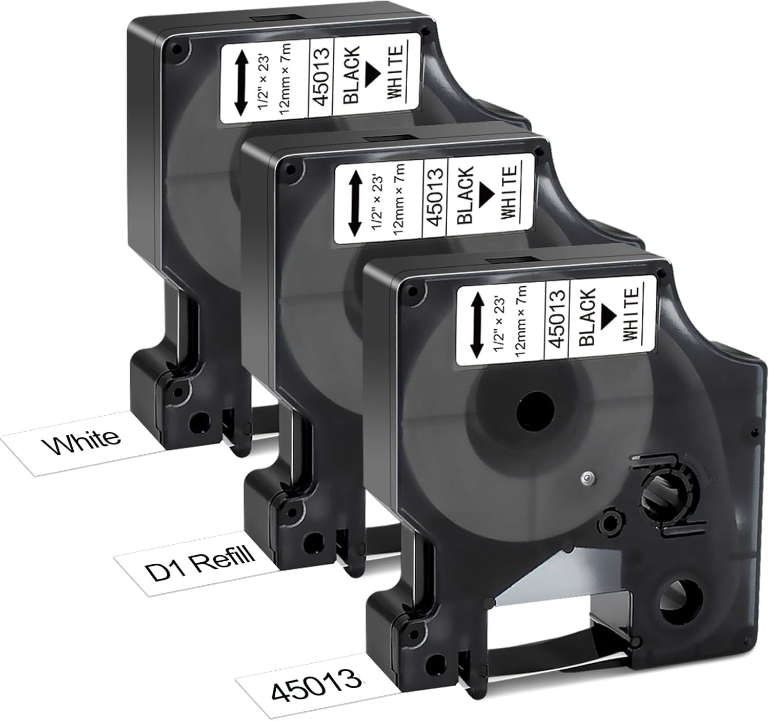 LIVYU LIFE Authentic D1 label Tape 45013 (3 Pcs) 12mm x 7mts, Black Ink on White Tape Compatible with DYMO 45013 S0720530, use for DYMO D1 Series Label manager 160, 280, 420P, 640CB, Wireless PnP, (3)-image-3
