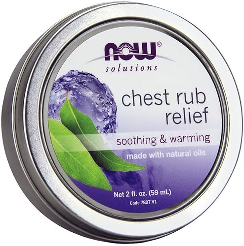 NOW Soluciones, alivio del frotamiento en el pecho, calmante y cálido, con aceites naturales calmantes y aroma de mentol, para respirar comodidad y