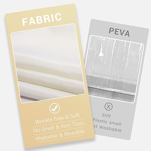 Miniatura 3 de Cortina de ducha sin gancho, cortina de baño de tela gruesa con parte superior transparente, grado de hotel, lavable a máquina, 71 pulgadas de ancho