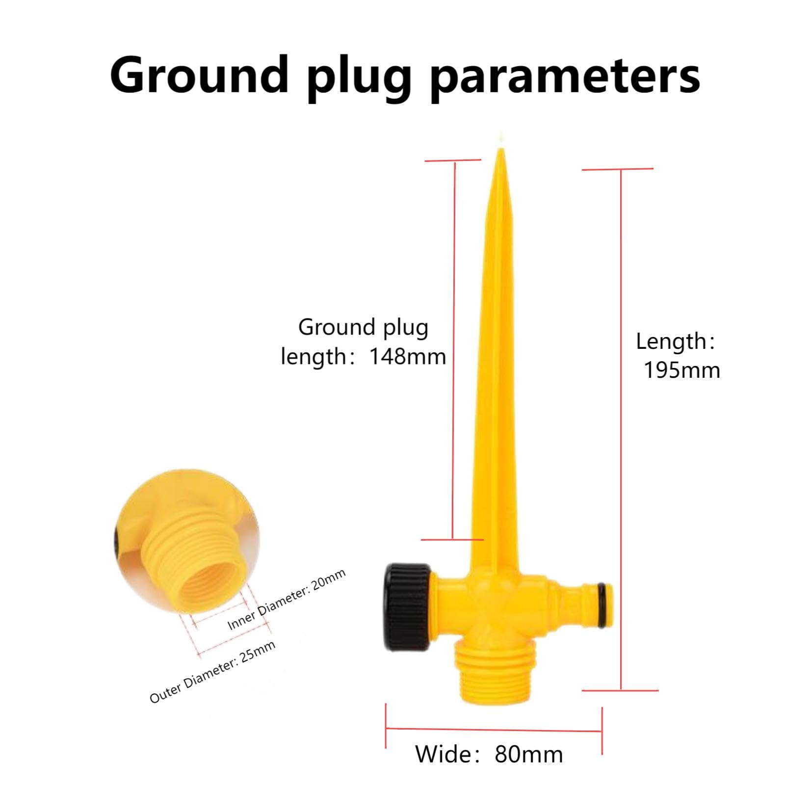 Triple Rotating Sprinkler Ground Spike Set-360° Rotating Nozzle, Wide Coverage Irrigation, ABS Plastic Material, Suitable for Garden Watering, Roof Cooling, Supports Series Connection