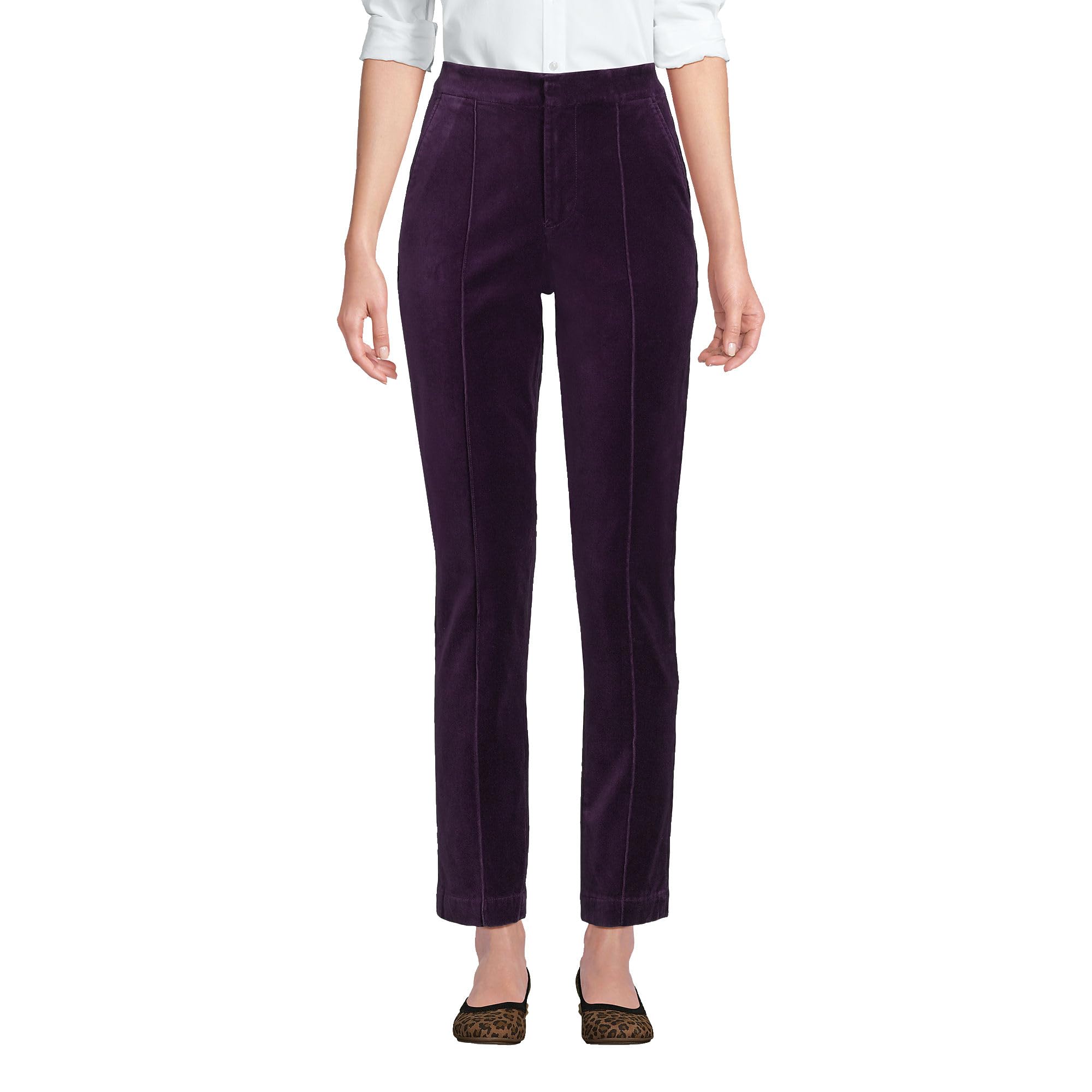 Lands End Womens Velvet High Rise Pintuck Pencil Ankle Pants