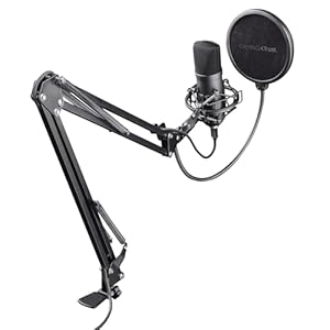 Trust Gaming 22400 GXT 252 Emita Plus Studio USB Mikrofon mit Arm und Popfilter, mit Nierencharakteristik für PC, PS4 und PS5, Streaming, Podcast, Voice-over - Schwarz