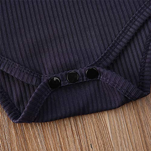 Iddolaka Newborn Infant Baby Girl Solid Ruffle Romper Bodysuit Jumpsuit Casual Clothes One Piece Outfit (Navy Blue, 12-18M) #TOP5