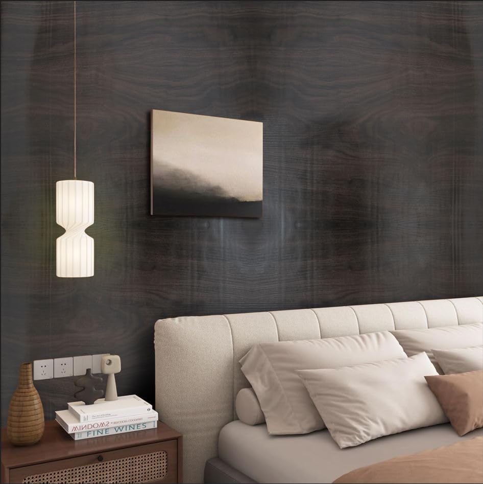 Image of Veki Luxury Floral & Botanical Geometric Wallpaper Mural - Waterproof, Moisture-Proof, Self-Adhesive PVC Wall Sticker for Home & Hotel Decoration (45cm x 300cm) (Dark Wooden 3)