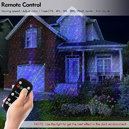 Image of Poeland Christmas Laser Projector Lights with Remote Control and Security Lock, Halloween Garden Lights for Indoor, Outdoor, Home, Garden (Red, Green, Led Blue)