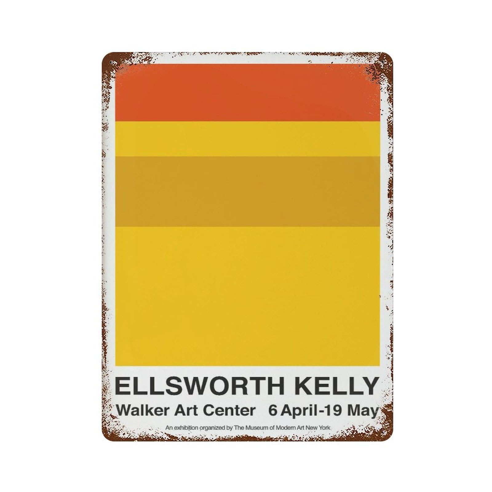 xiaoxiaoshen Ellsworth Kelly Yellow Red Geometric Wall Decor Art Metal Tin Poster Modern Home Decor Art Home Bar Shop Decorations Vintage Sign 40x30cm