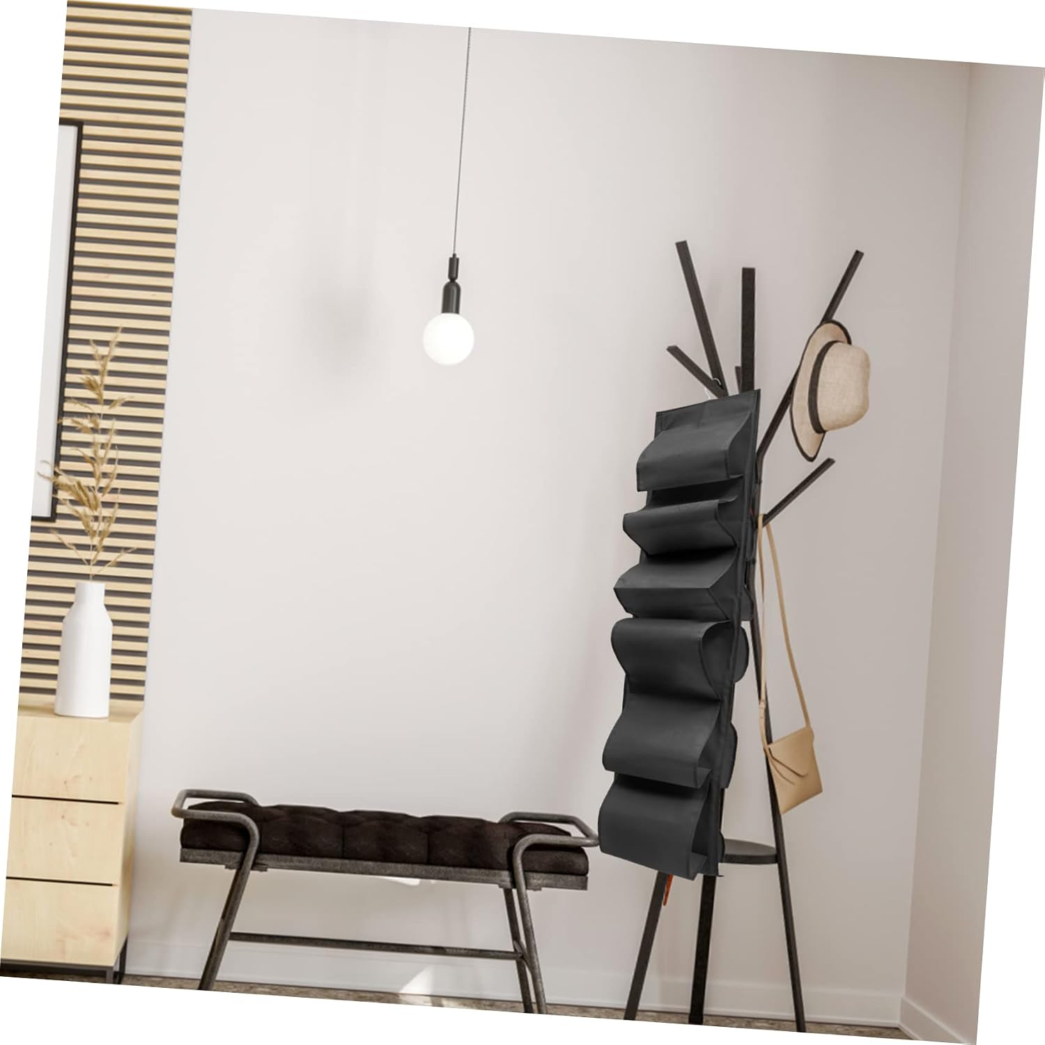 Folding Hanging Shoe Bag Large Capacity Non-woven Cloth Black