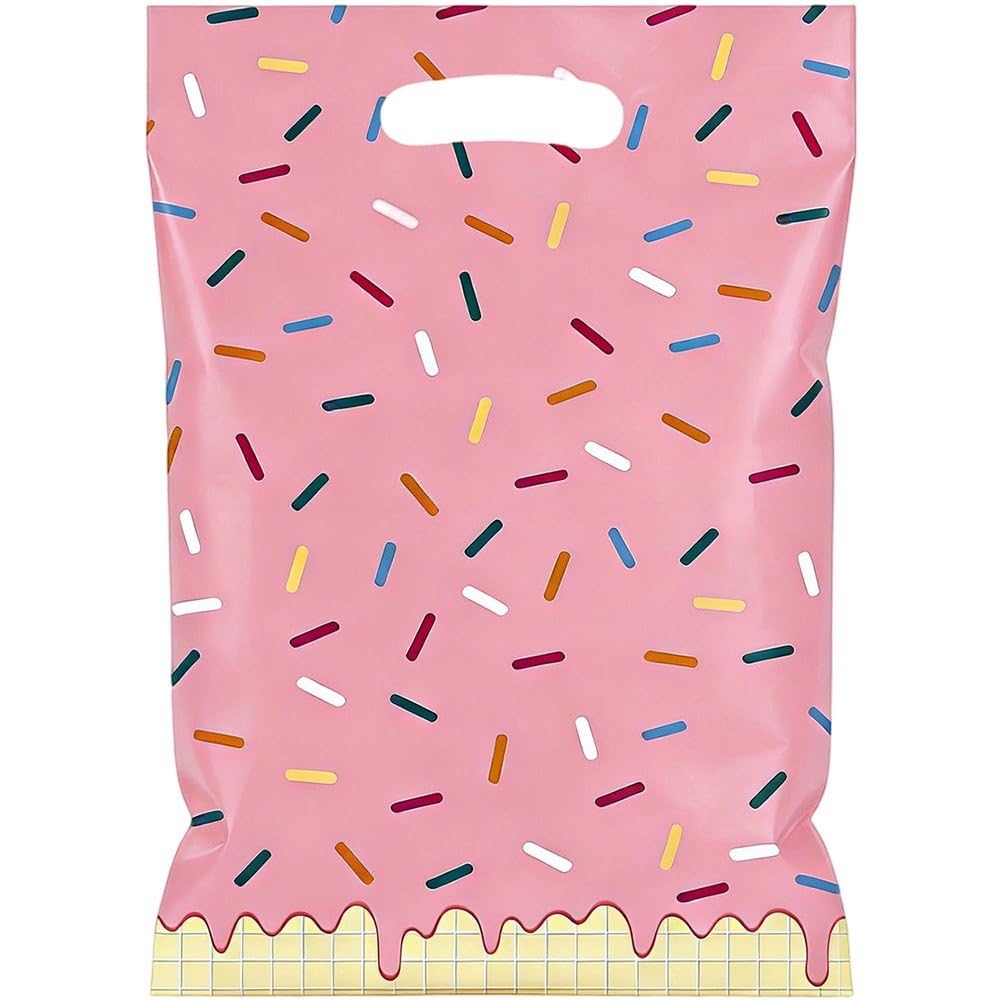 Danlai 50 Pcs Donut Bag, Handle Equipped Pouch for Candy Ice Cream and Summer Birthday Party Gathering