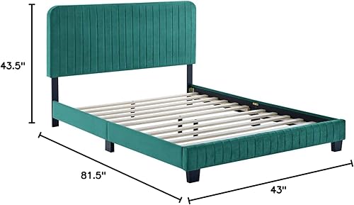 Miniatura 91 de Modway Celine - Base de cama con plataforma de terciopelo capitoné de alto rendimiento, color gris claro Gris,claro,Esmeralda/Sólidos,Gris,Rosa