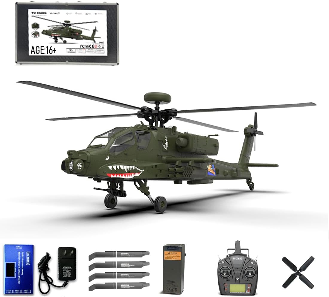 Amazon.com: Actualia YUXIANG F11 RC Helicopter, 2.4G Apache AH-64 6CH 6 ...