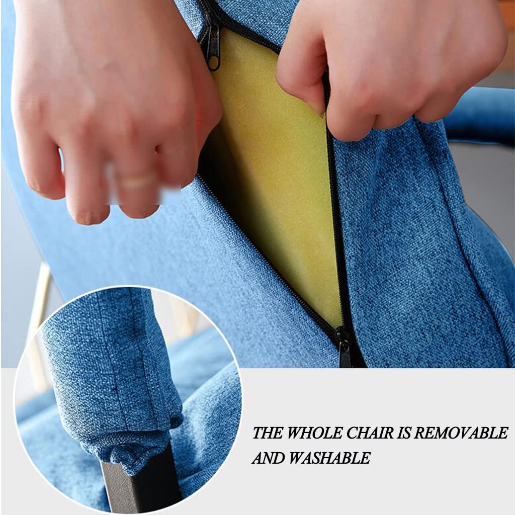 Sedia ergonomica per computer con contenitore, moderna sedia da salotto in tessuto, comoda poltrona singola imbottita con struttura in acciaio e tasche laterali, per soggiorno e tempo libero