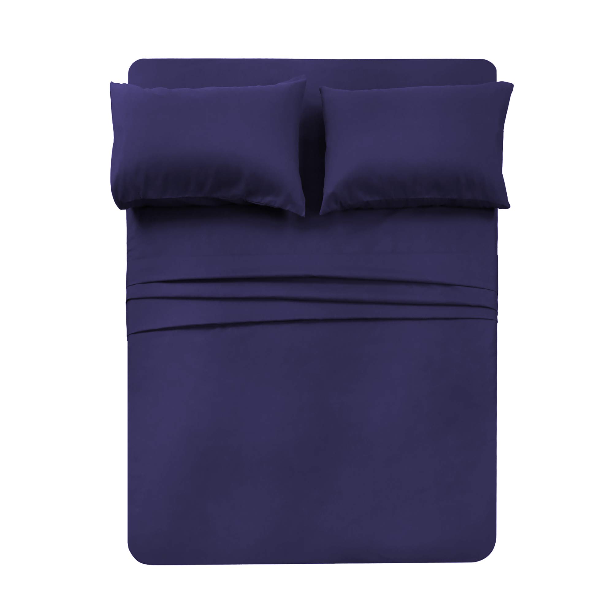 4 Piece Bed Sheet Set (Full,Blue) 1 Flat Sheet,1 Fitted Sheet and 2 Pillow Cases,Brushed Microfiber Luxury Bedding with Deep Pockets