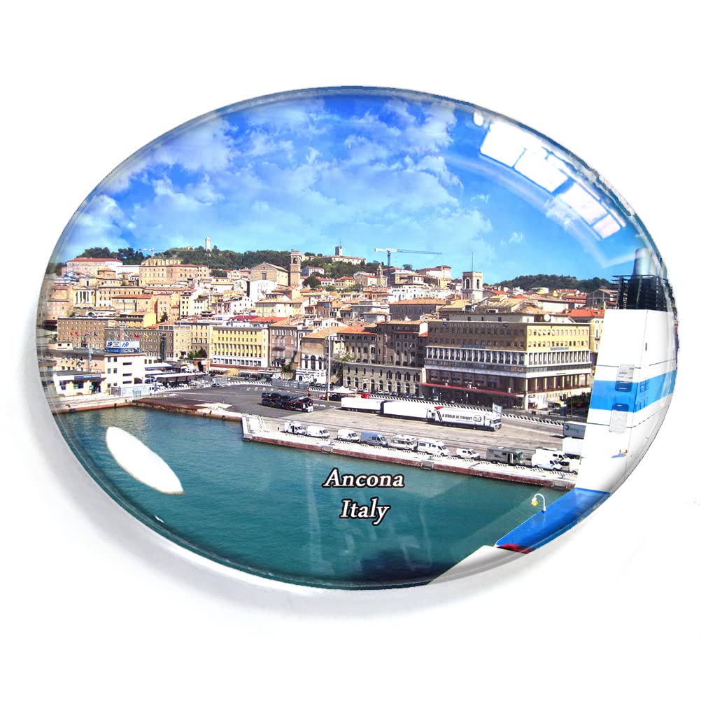 Ancona Italy Magnet Fridge Refrigerator Freezer Magnet Sticker Souvenir Decorations Oval Crystal Magnet Kitchen Whiteboard